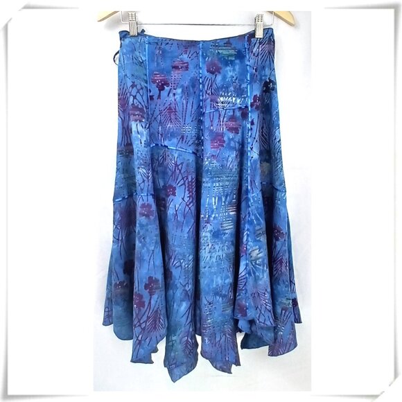 The Pyramid Collection Blue Purple Festival Handkerchief Midi Skirt Like New - Picture 1 of 10